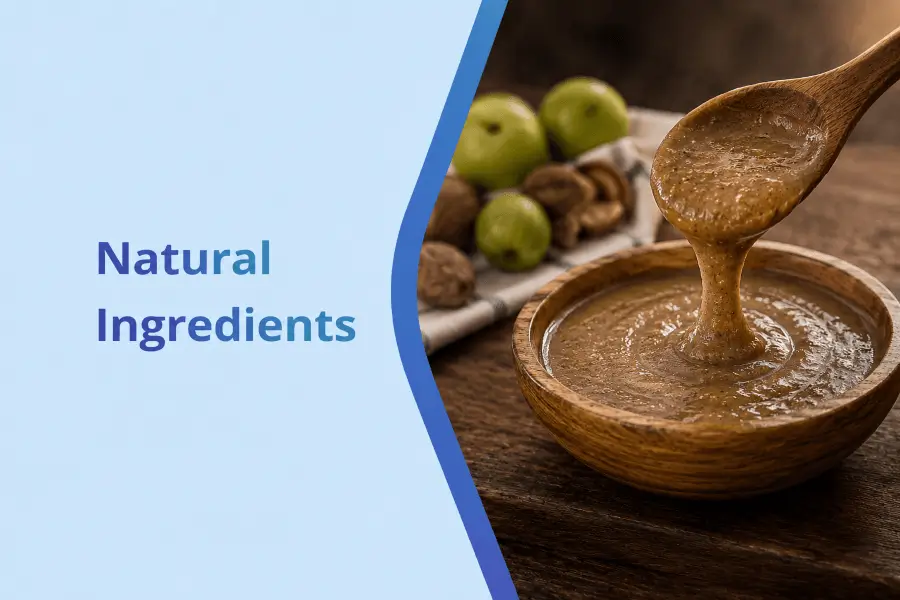 Ingredientes naturais incluindo mel para receita caseira que auxilia na saúde cerebral e sintomas de Alzheimer
